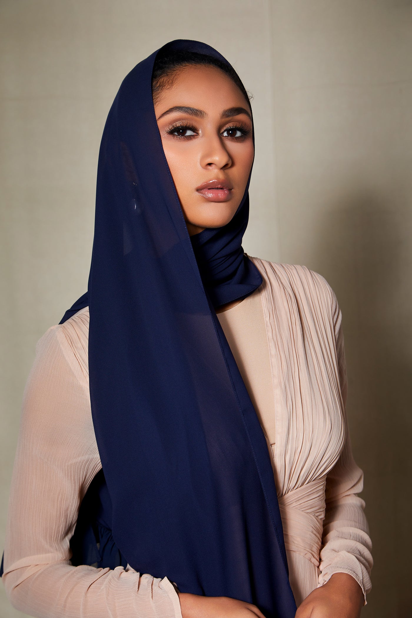 Amal Midnight Blue ruffle hijab for women
